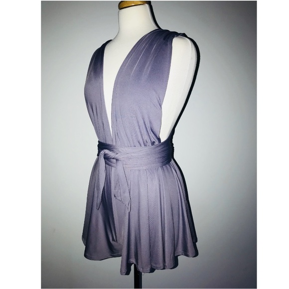 Sweet Threads Romper Halter Style: Dusty Lavender - Picture 6 of 8